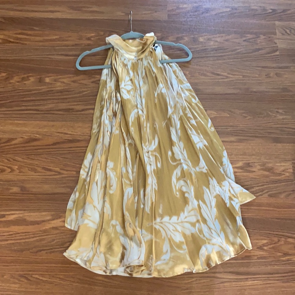 Silk gold and mesh dress with cream under layer